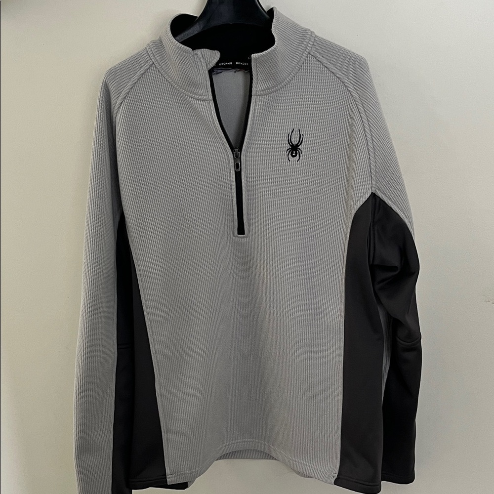 Spyder Black and Gray Zip Pullover